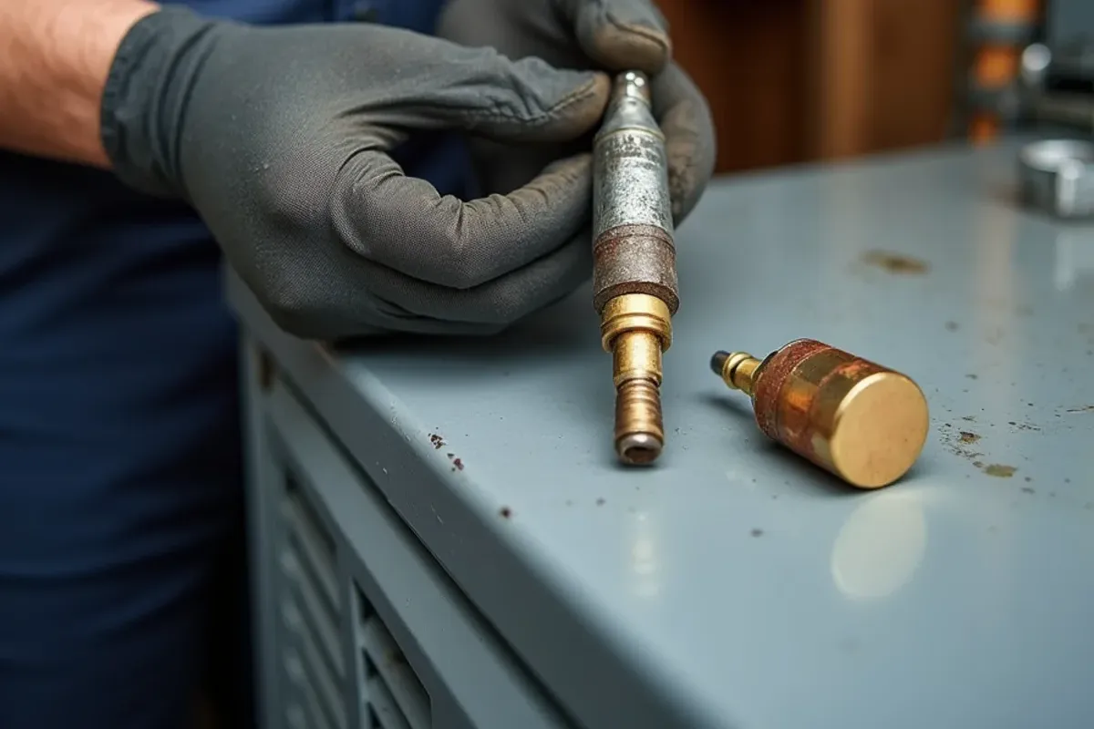 Oxidized flame sensor and cracked hot surface igniter removed during furnace repair in Bremerton, WA