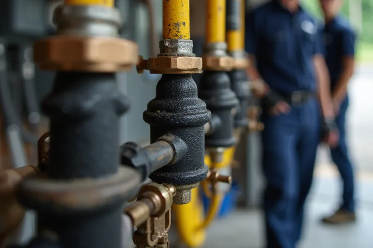 Bonding clamp and copper conductor on CSST gas piping near the manifold in a Bremerton, WA home