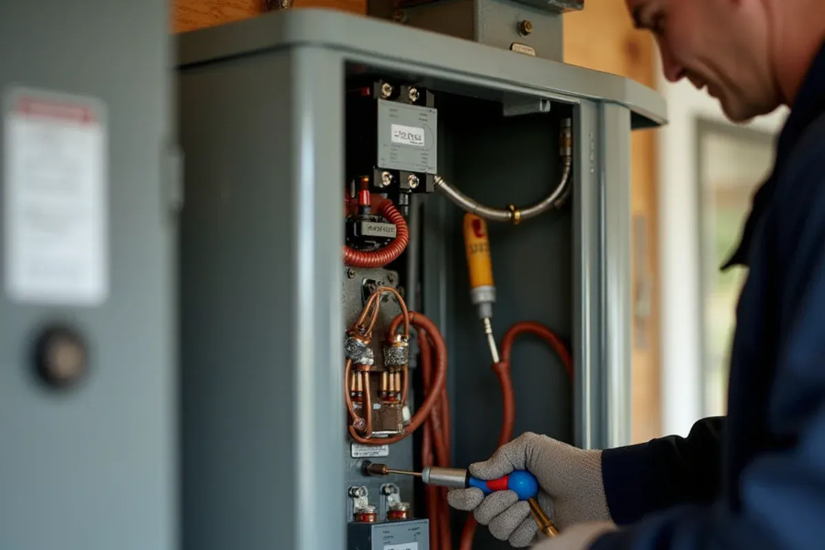 Electric heat strip backup kit inside a heat pump air handler during a heat pump installation in Bremerton, WA
