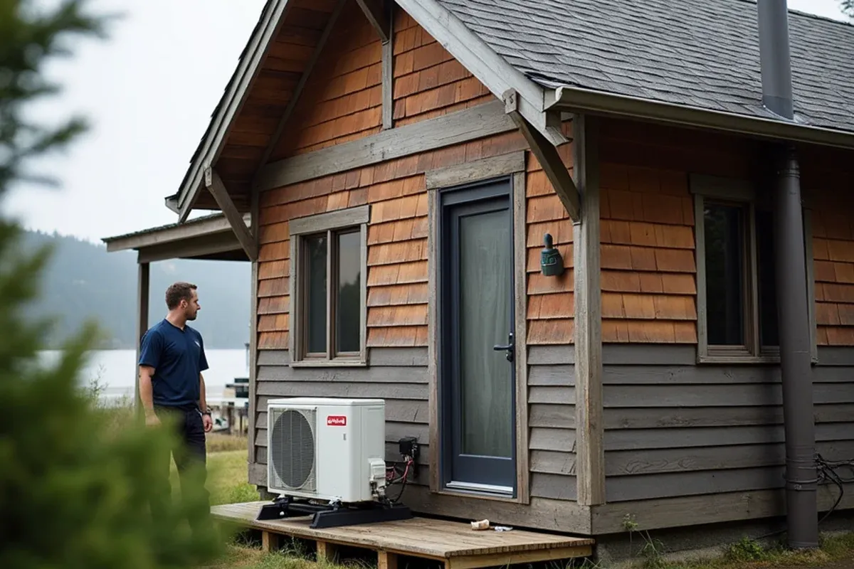 Multi-zone ductless heat pump at an expanded former summer cabin in Suquamish, WA